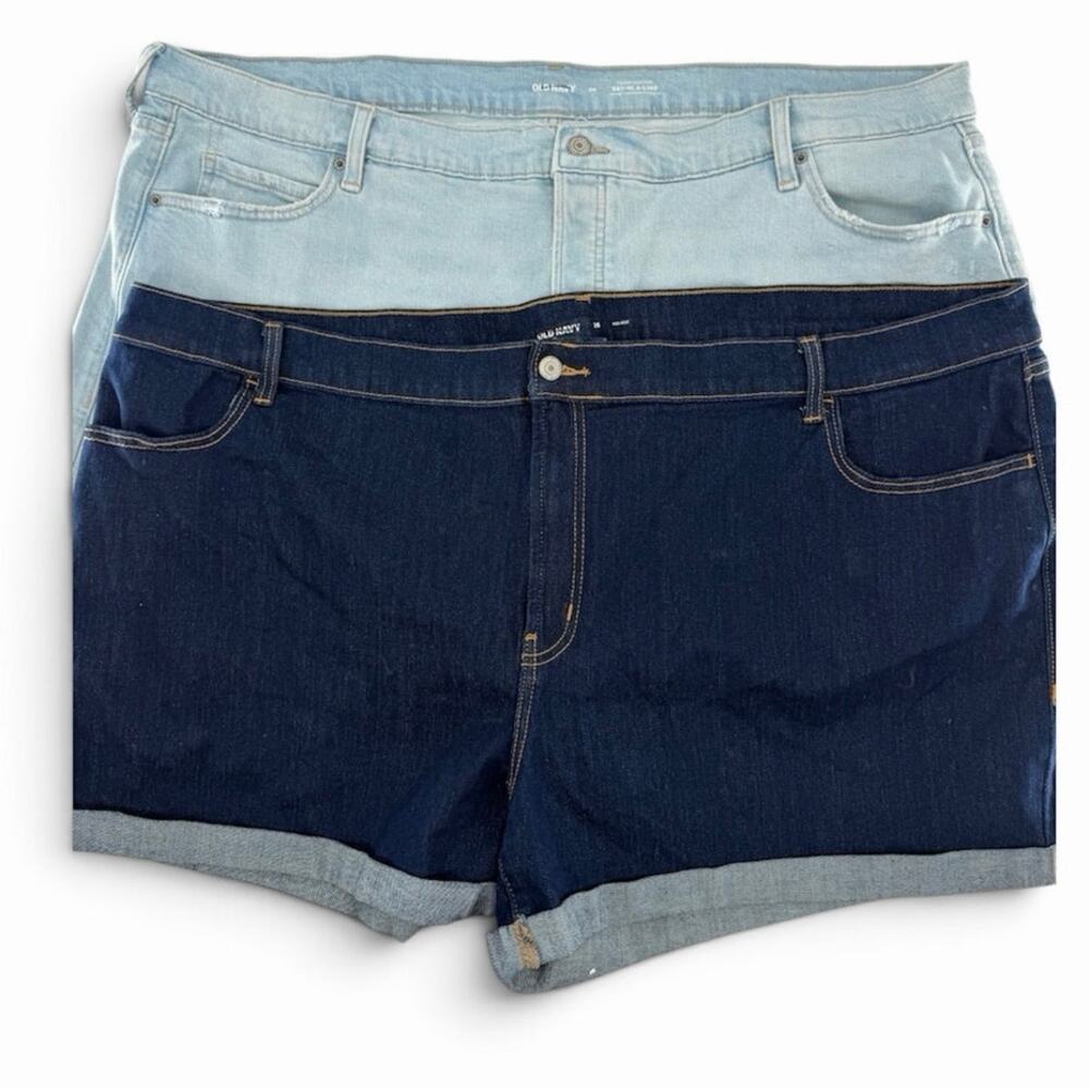 Old Navy Jean Shorts Lot of 2 Size 26 Light & Dark Wash A-Line Mid-Rise